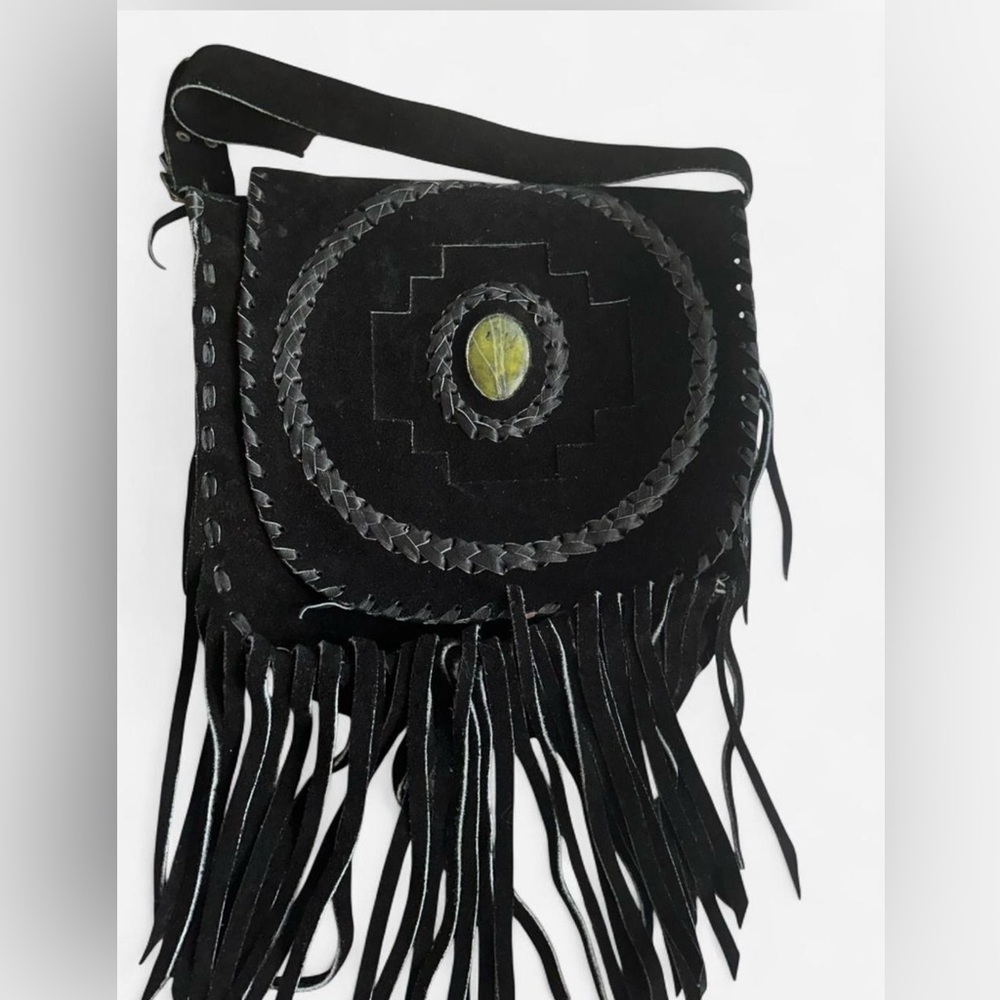 Handmade Peruvian Leather Fringe Bag – Andean Chakana Design